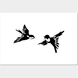 Flying Birds Chickadees Sparrow Posters and Art